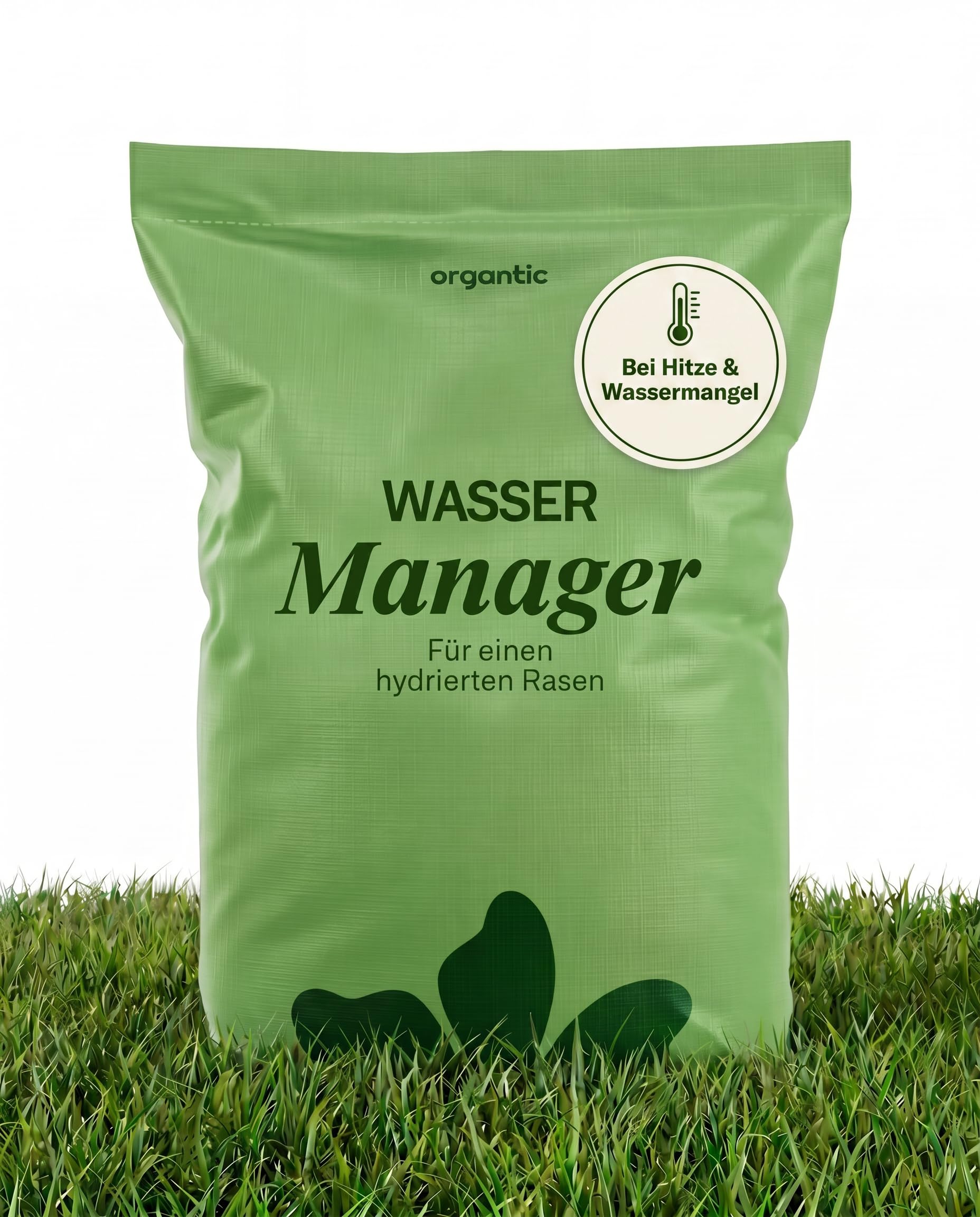 Wassermanager 20kg, Innovative Wasserspeicher-Lösung, garantiert optimale Bodenfeuchtigkeit, reduziert Wasserbedarf, fördert gesunden Rasenwuchs, wassersparend, organtic (20kg für 200m²)