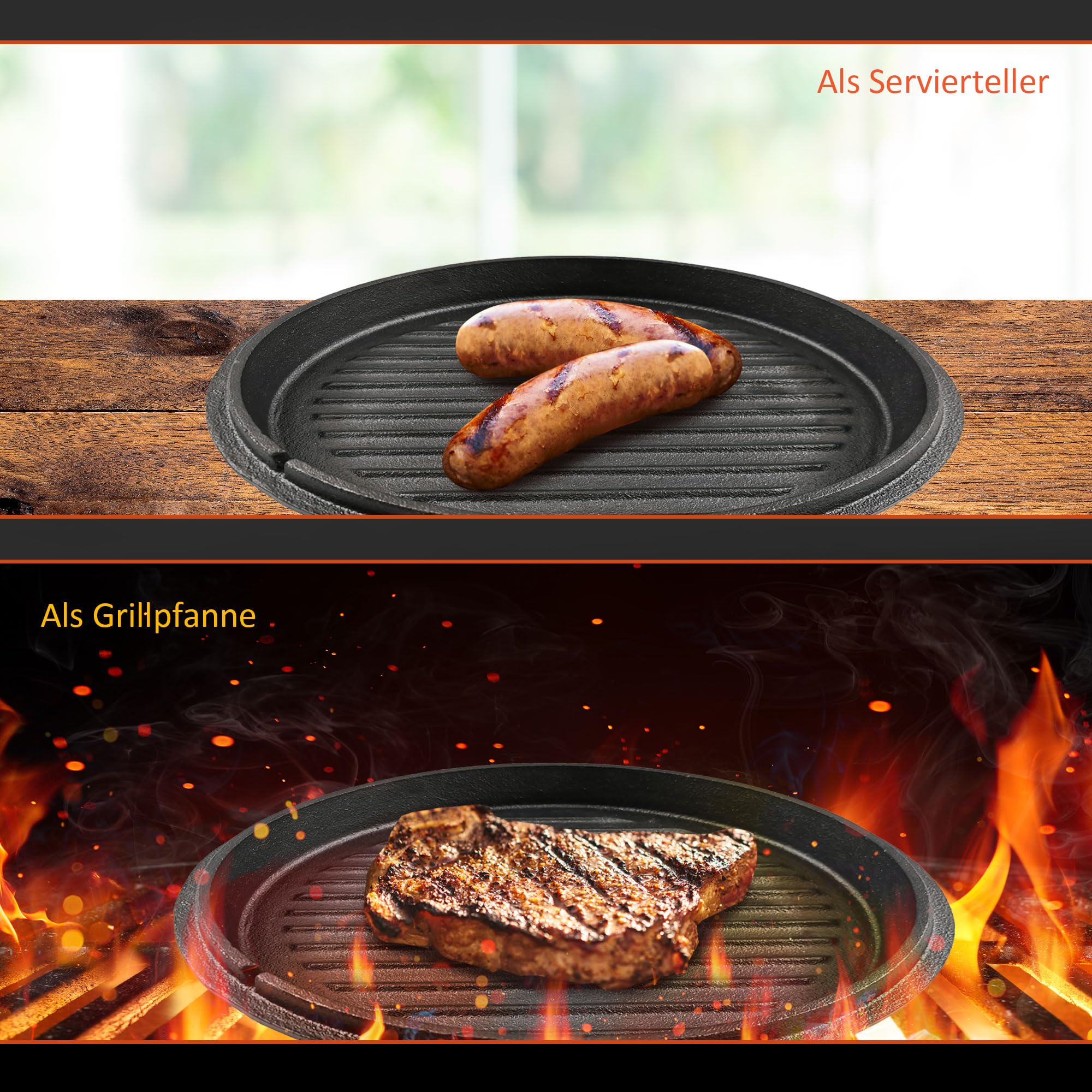 Ribelli BBQ Dutch Oven Mit Füßen – 9,5 Liter Gusseisen, Eingebrannt, Inkl. Deckelheber, Für Grill, Kohle & Lagerfeuer