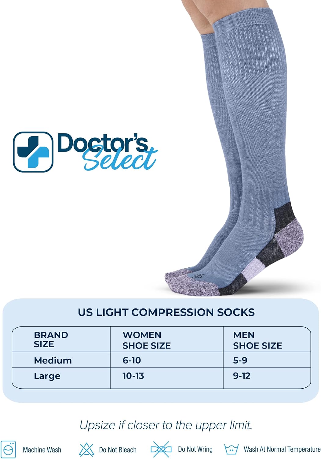 Doctor's Select Bamboo Viscose Light Compression Socks for Women & Men - 3 Pairs, 8-15 mmHg Compression Socks, Knee High - Image 5