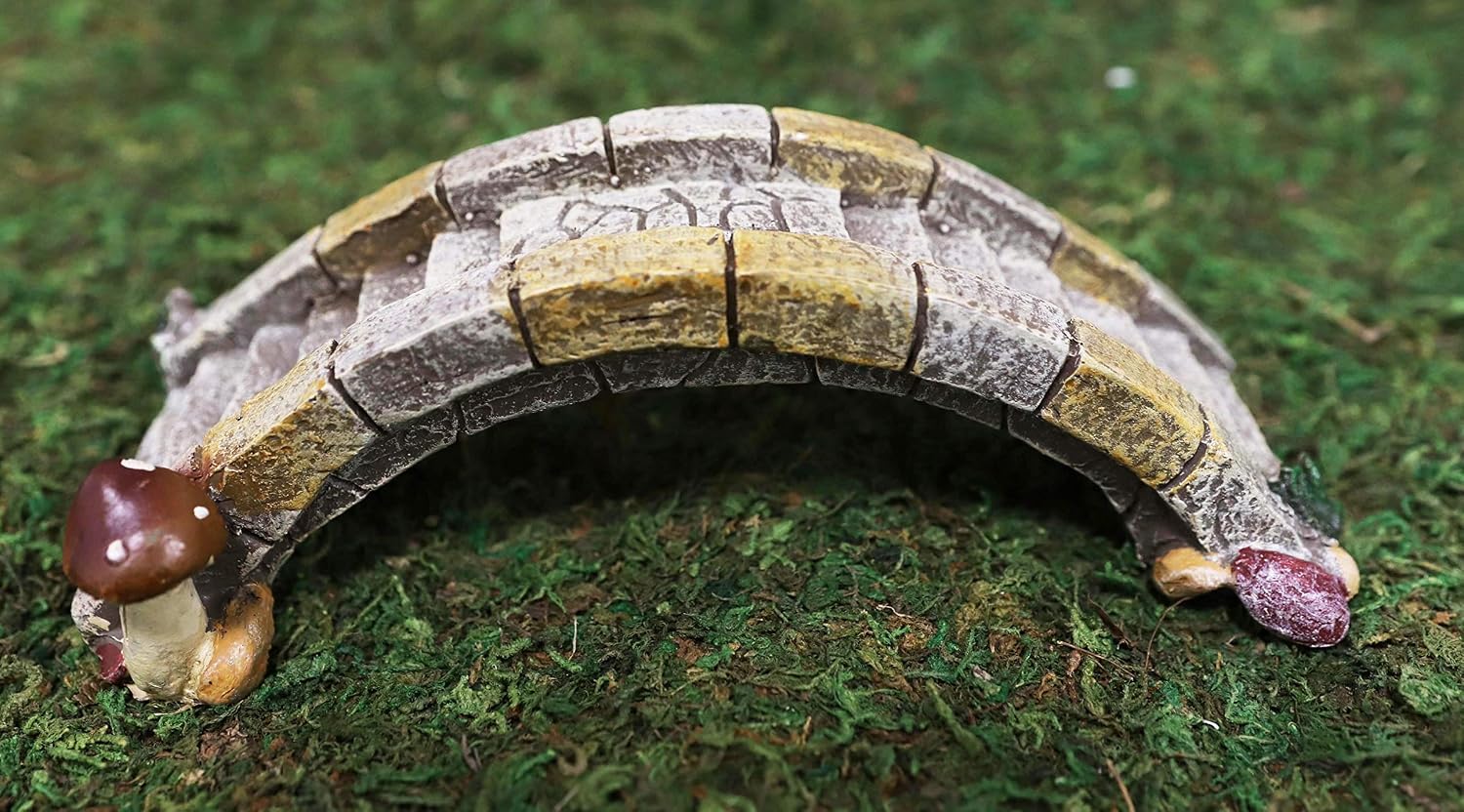 Ebros Enchanted Whimsical Fairy Cottage Garden Miniature Stone Bridge with Toadstool Mushroom Figurine 7.25" Long Mini Whimsical Gardens DIY Elves Pixies Fairies Indoors Outdoors Decorative Accessory