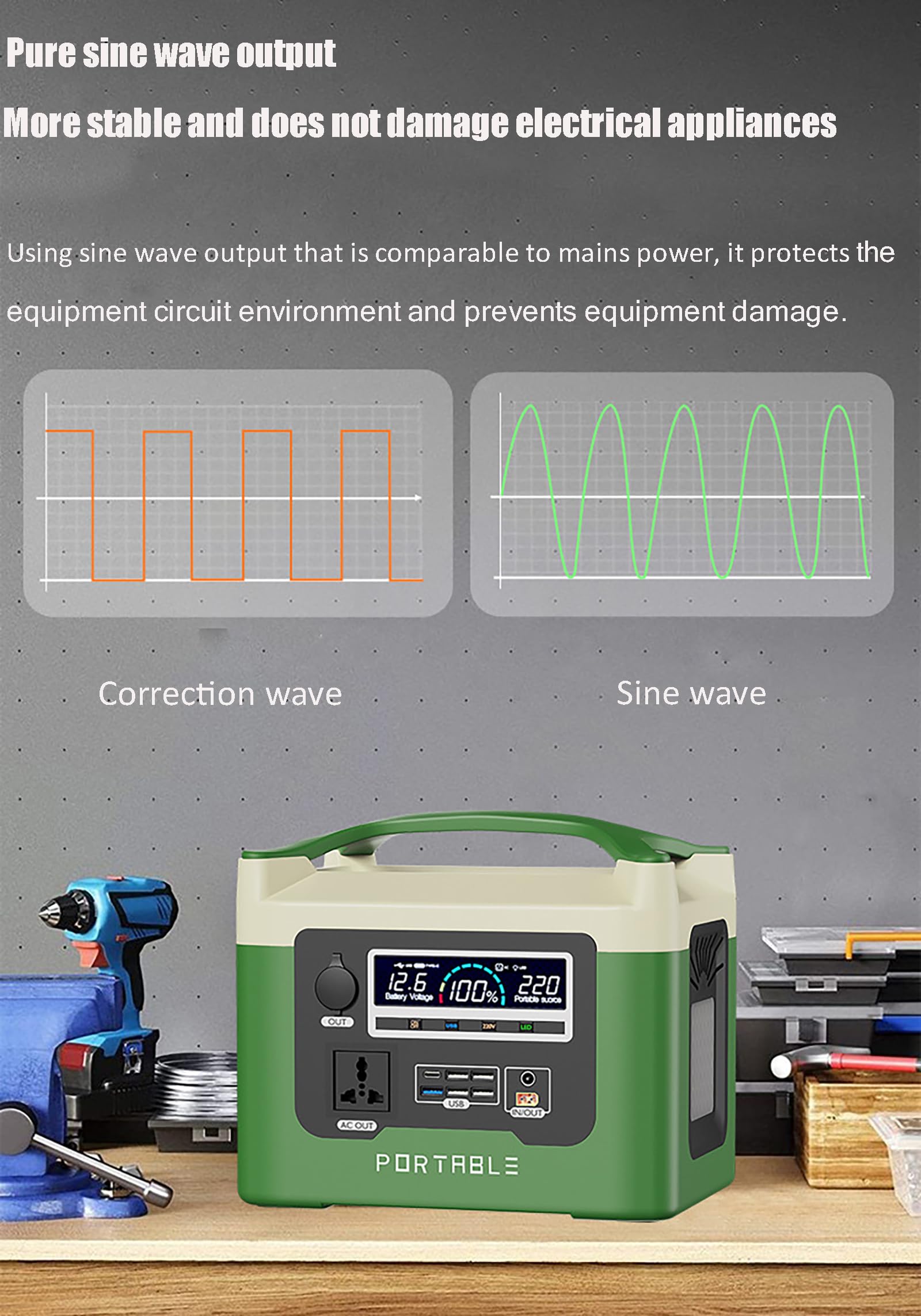 Centrale électrique Portable 800 W, Batterie de Secours au Lithium 960 Wh, Prise Secteur 110 V/220 V à Onde sinusoïdale Pure, générateur Solaire avec éclairage LED