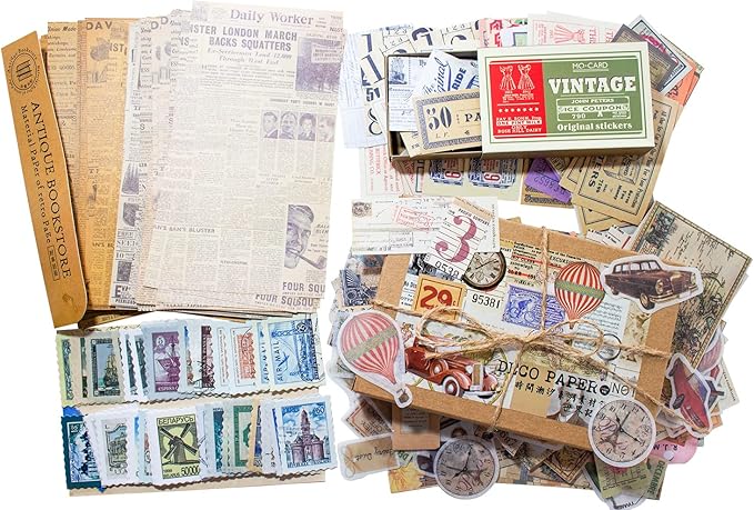 Amazon Co Jp コラージュ 素材 ステッカー クラフトペーパー フレークシール デザイン ノート アンティーク レトロ デコレーション 素材集 素材紙 背紙 メッセージカード 切手風貼紙 装飾 セット スクラップブック 壁紙 にも 世界の記憶 文房具 オフィス用品