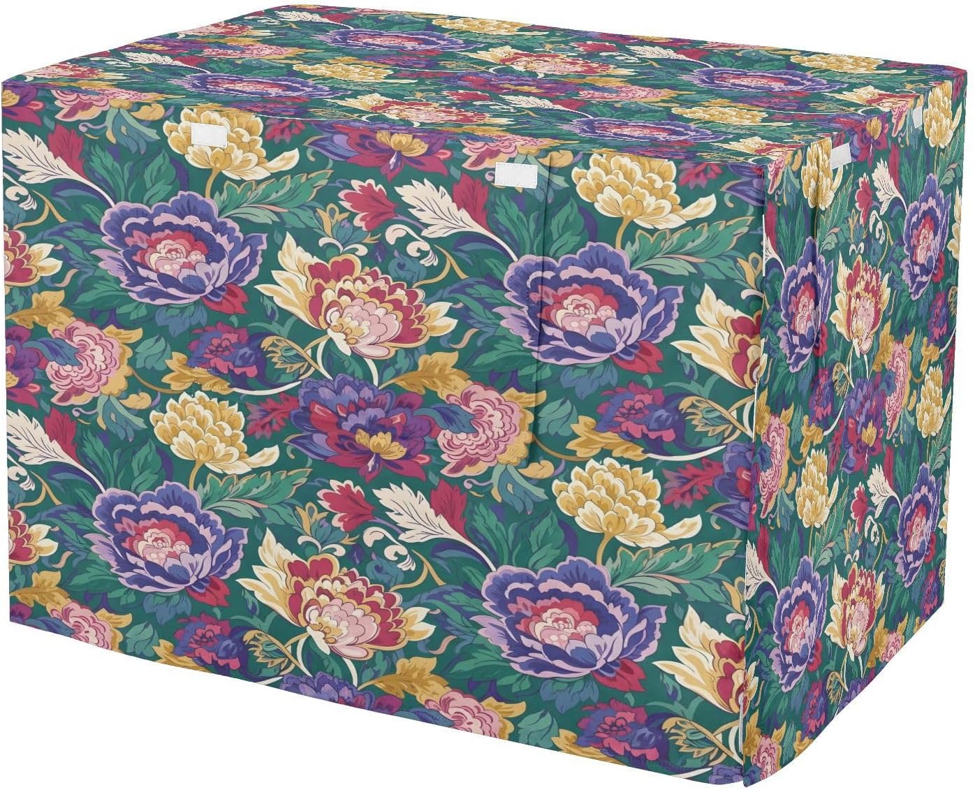 Large Floral Pattern Dog Crate Cover 600D Oxford Pet Kennel Cover with Mesh Window for Dog Cages, Windproof Waterproof Machine Washable, 48"x30"x33"