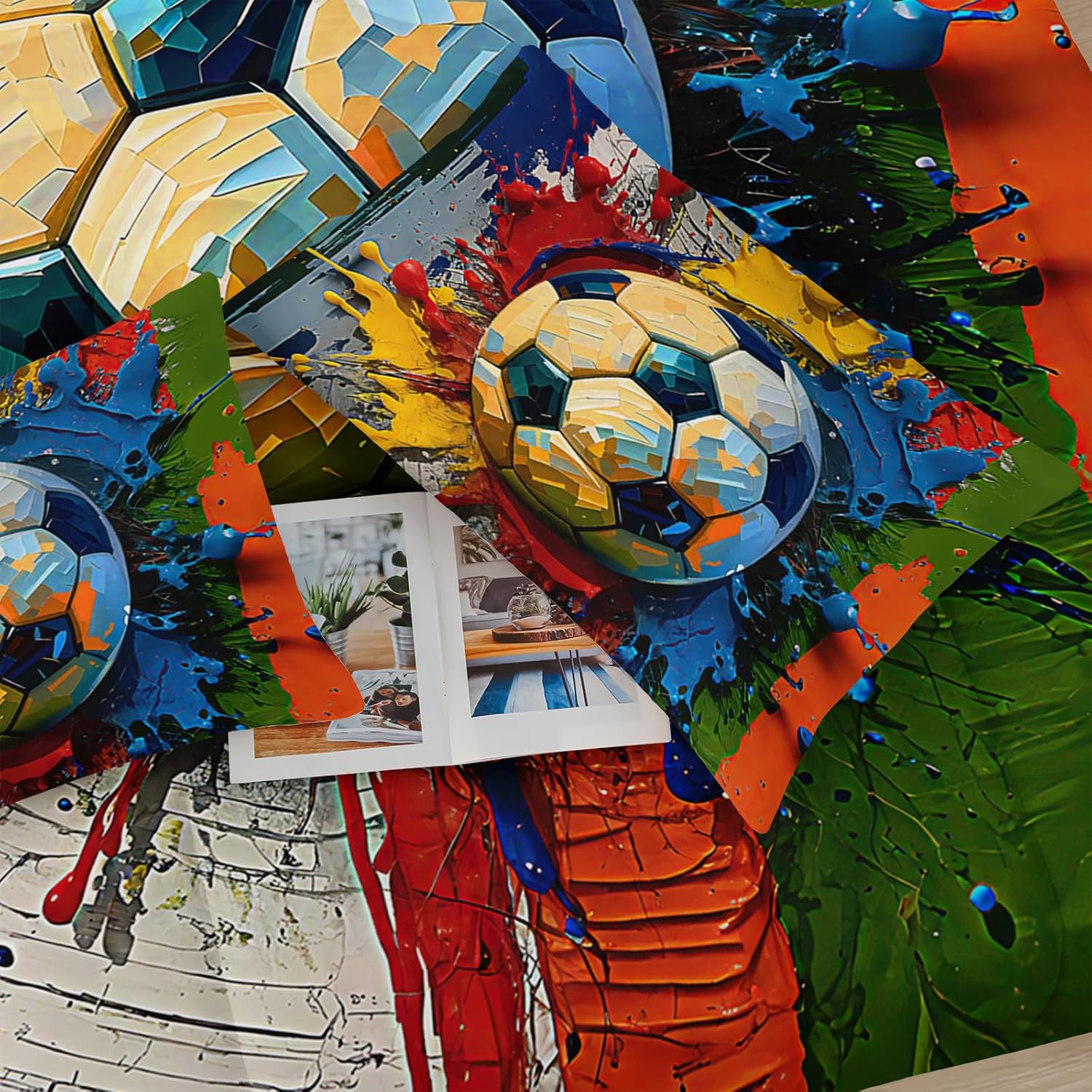 Queen Size Boys Comforter Set Soccer,Queen Size Kids Bedding Set Sports,with 1 Comforter with 2 Pillow Case - Image 4