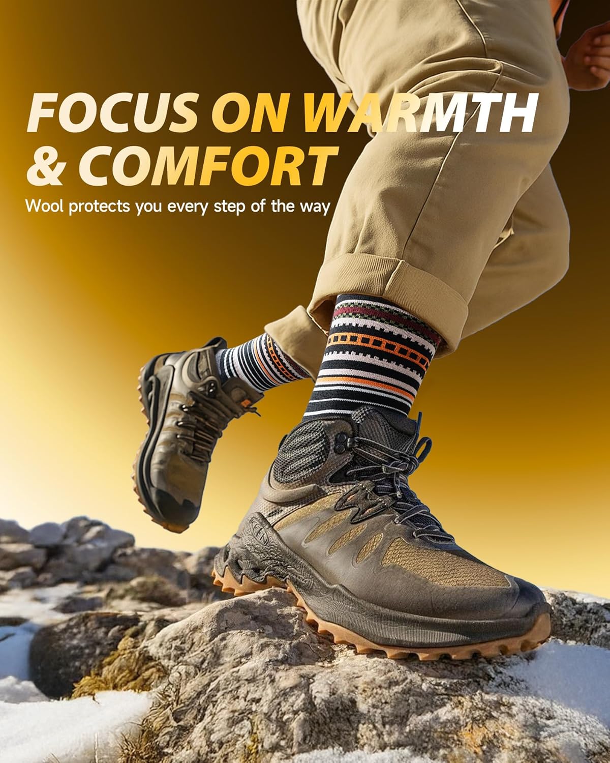 RUIXUE Merino Wool Hiking Socks for Men Women, OEKO-TEX & GRS Certified, Seamless Toe, Terry Cushioned -3 Pairs