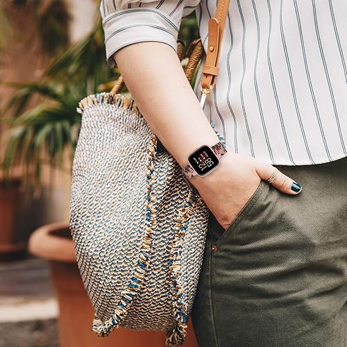 Miniatura 6 de Wearlizer Resina y acero inoxidable compatible con correas Fitbit VersaVersa 2Versa LiteVersa SE para mujeres y hombres, reemplazo ligero compatible