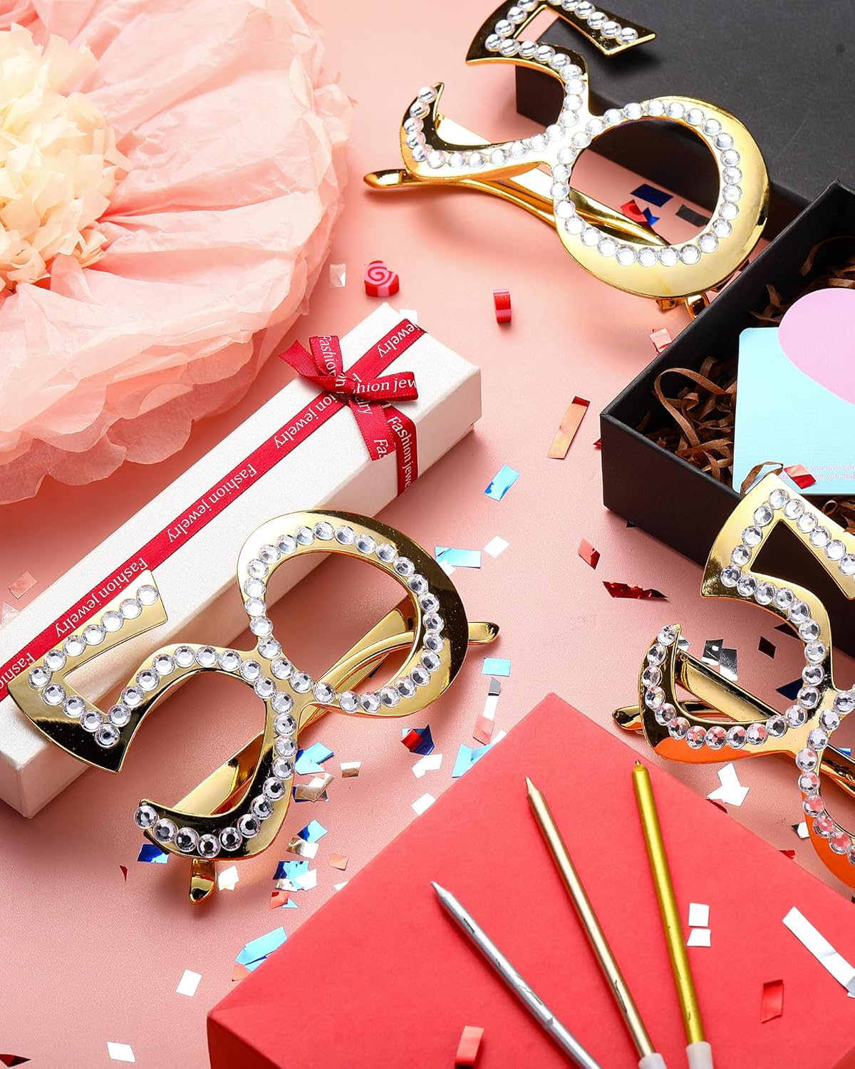 Frienda 9 Pairs 50th Birthday Glasses with Rhinestones Costume Sunglasses Novelty Eyewear Celebration Decoration