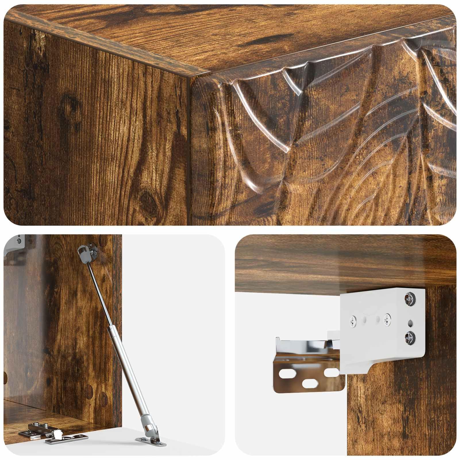 Gecheer Wandmontierter TV-Schrank 59,5 x 31 cm Geräucherte Eiche, Moderne TV Lowboard Fernsehschrank für Home-Cinema Gamerzimmer Wohnungen Büro898880