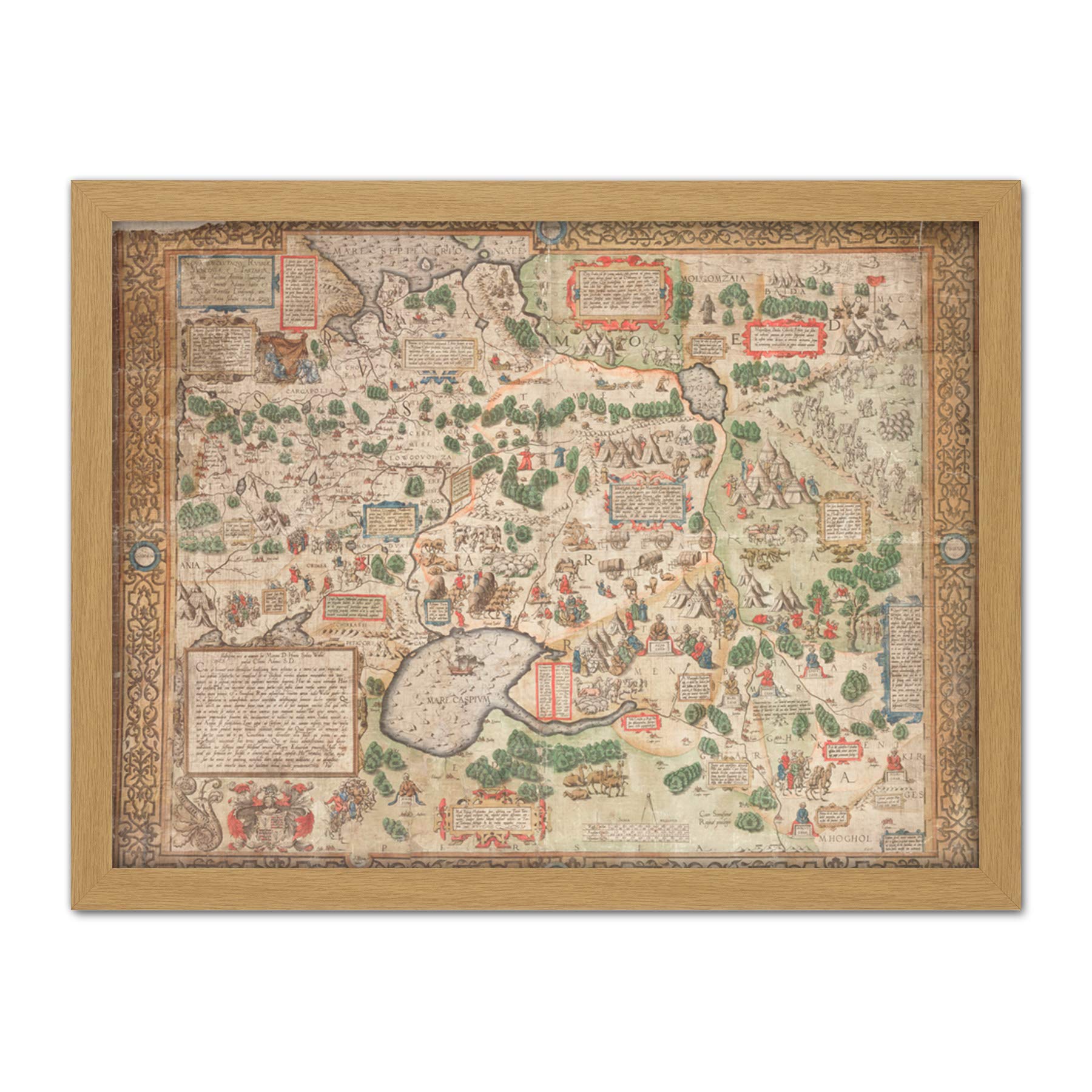 Jenkinson 1562 Map Russia Moscow Tartary Artwork Framed Wall Art Print 18X24 Inch