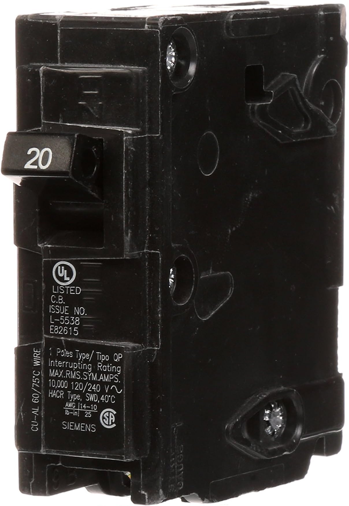 Q120 20-Amp Single Pole Type QP Circuit Breaker