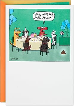 Hallmark Shoebox Funny Birthday Card Avoid Party Poopers for Kids, Teens, Friends, Dog Lovers