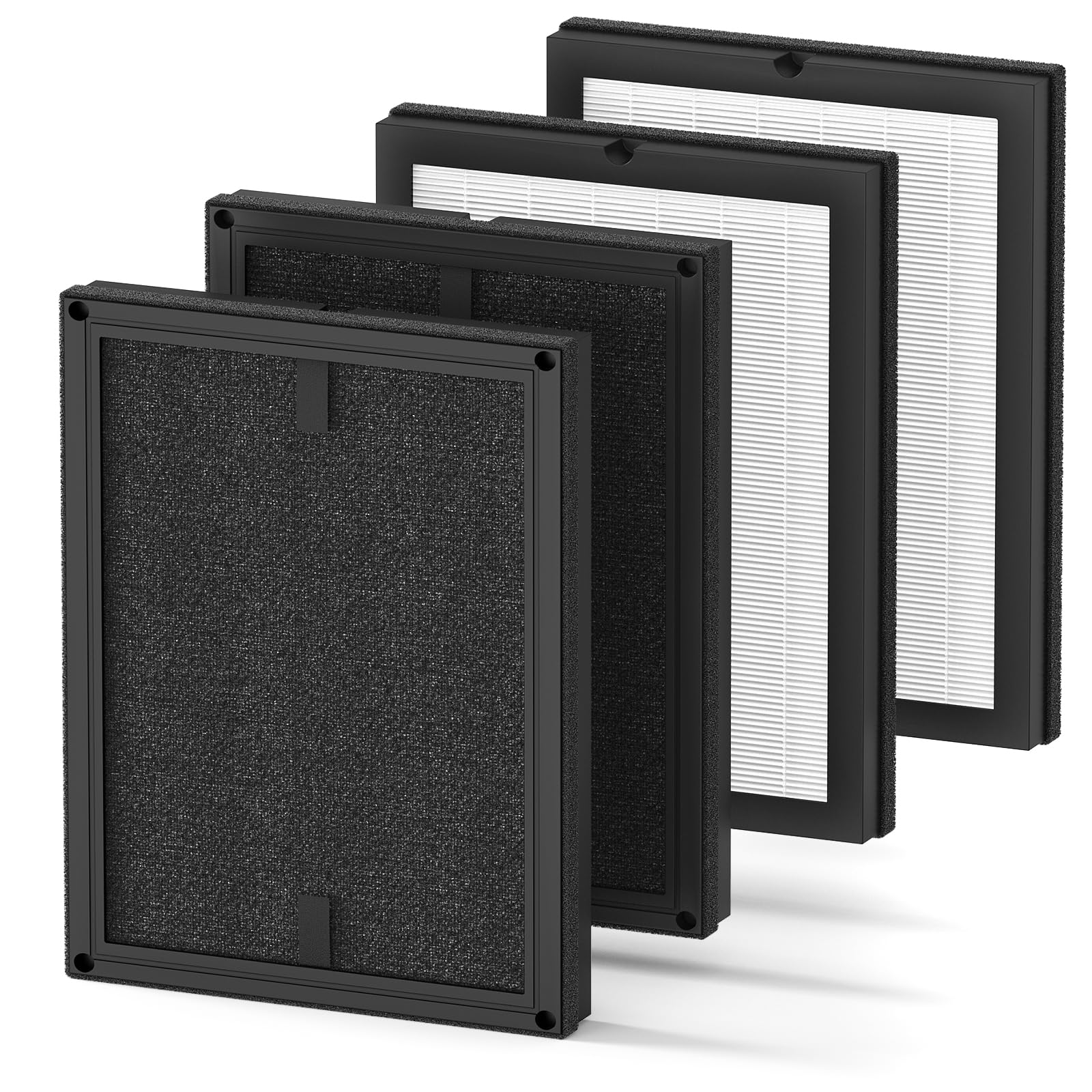 4 Pack 100i Replacement Filter Compatible with PuroAir 100i Air Purifier, 3-in-1 True HEPA High-Efficiency Activated Carbon Filter