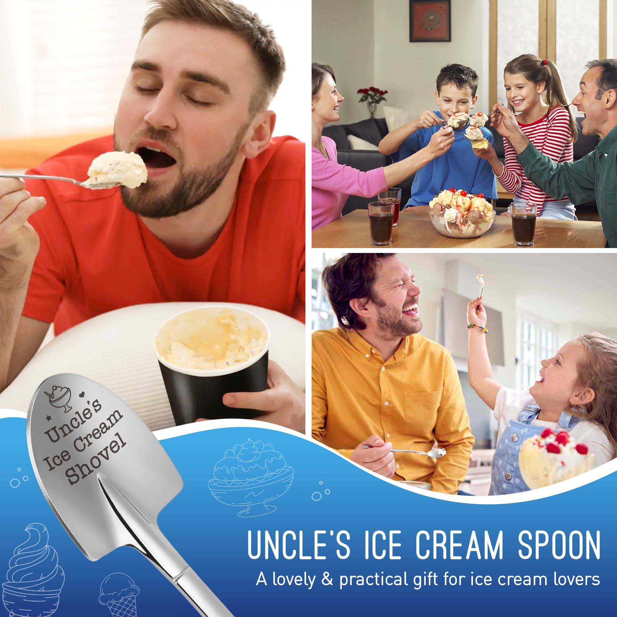 Uncle Gifts from Niece Nephew, Uncle Fathers Day Birthday Gift for Men, Small Cute Easter Basket Essentials Easter Egg Stuffer Gifts for Him, Uncle's Ice Cream Shovel Spoon for Valentines Christmas