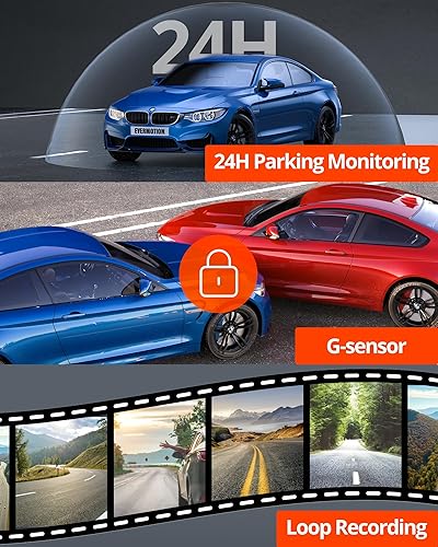 Miniatura 7 de Kingslim D4PRO Dash Cam delantera y trasera  Cámara de salpicadero dual 4K + 2K con WiFi GPS Dash Cámara, grabación interior opcional, control de