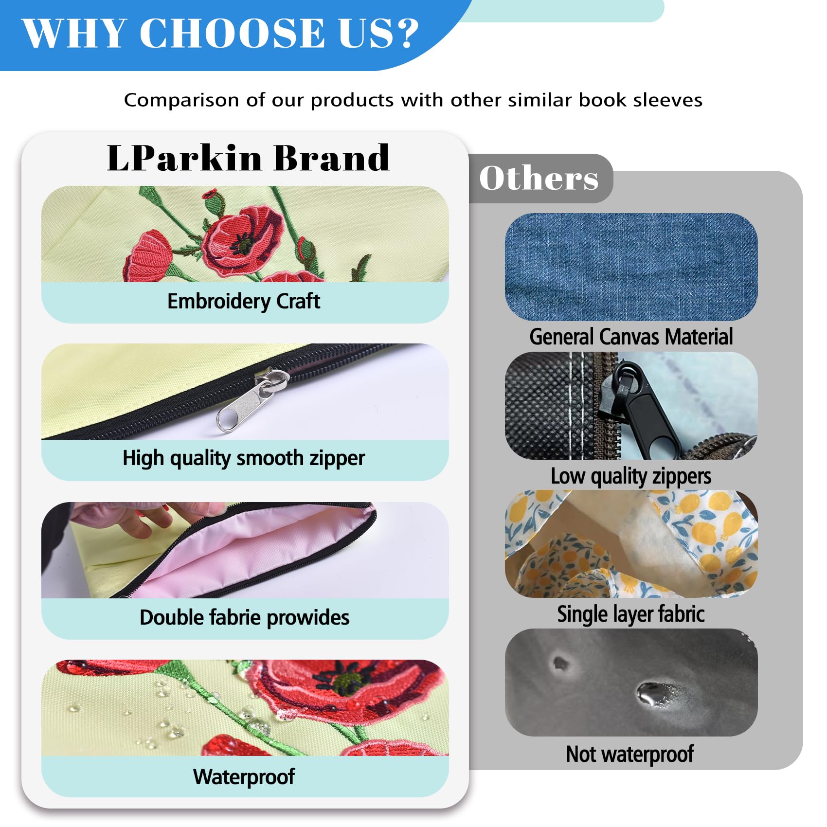 Custodia Libro Ricamata Con Fiori Di Nascita - Con Cerniera, 23x27 Cm, Regalo Compleanno (Iris) - Foto 3