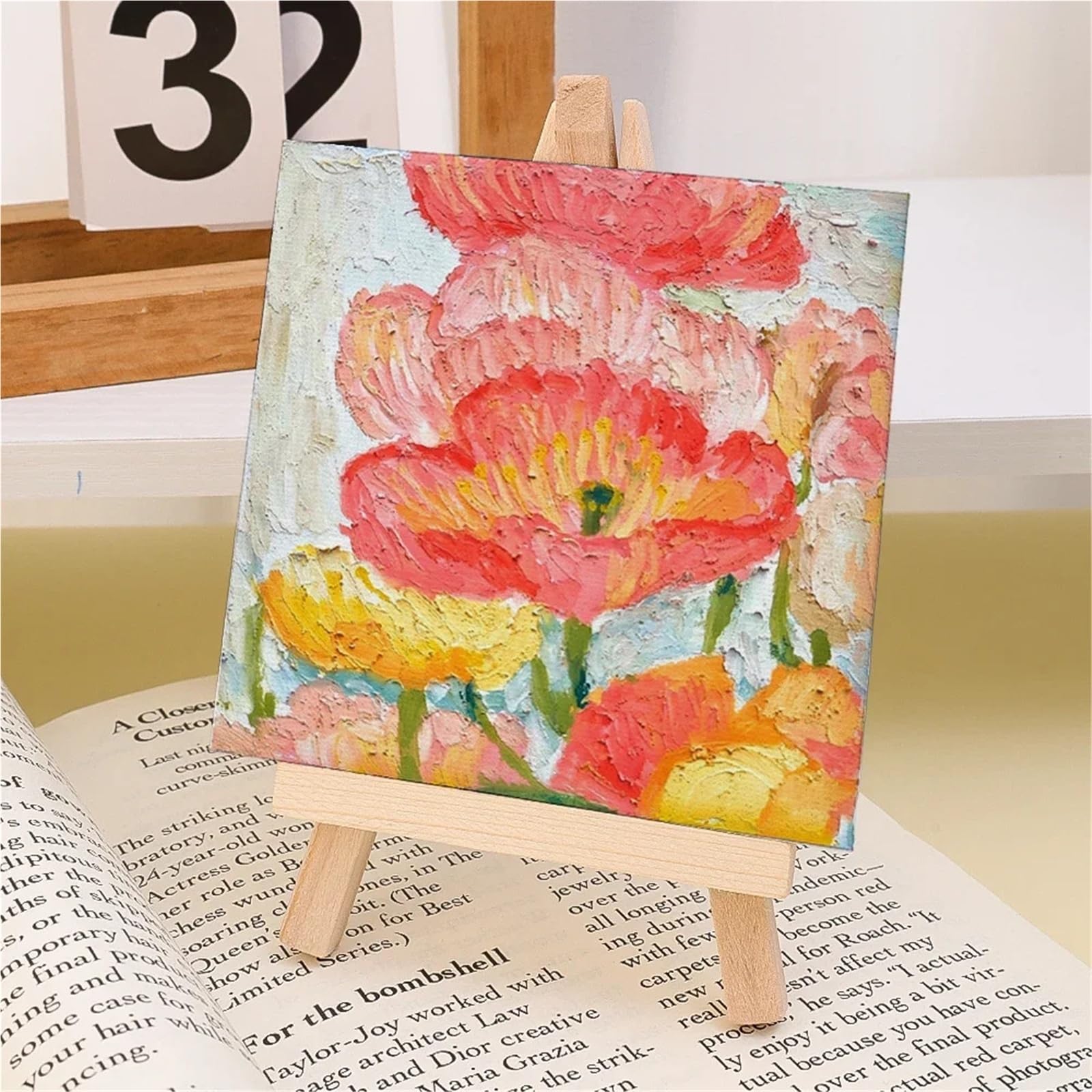Tischstaffelei 1/2/4PCS Mini Leinwand Und Staffeleien Set Holz Faltbare Desktop-Ständer for Malerei Kunst Handwerk Display halterung(4PCS)