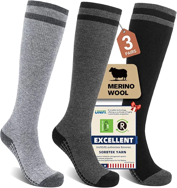 SONORAN Merino Wool Compression Socks for Women Men (2/3 Pairs) Knee High Winter Thermal Thick Warm for Nurse Pregnant Travel