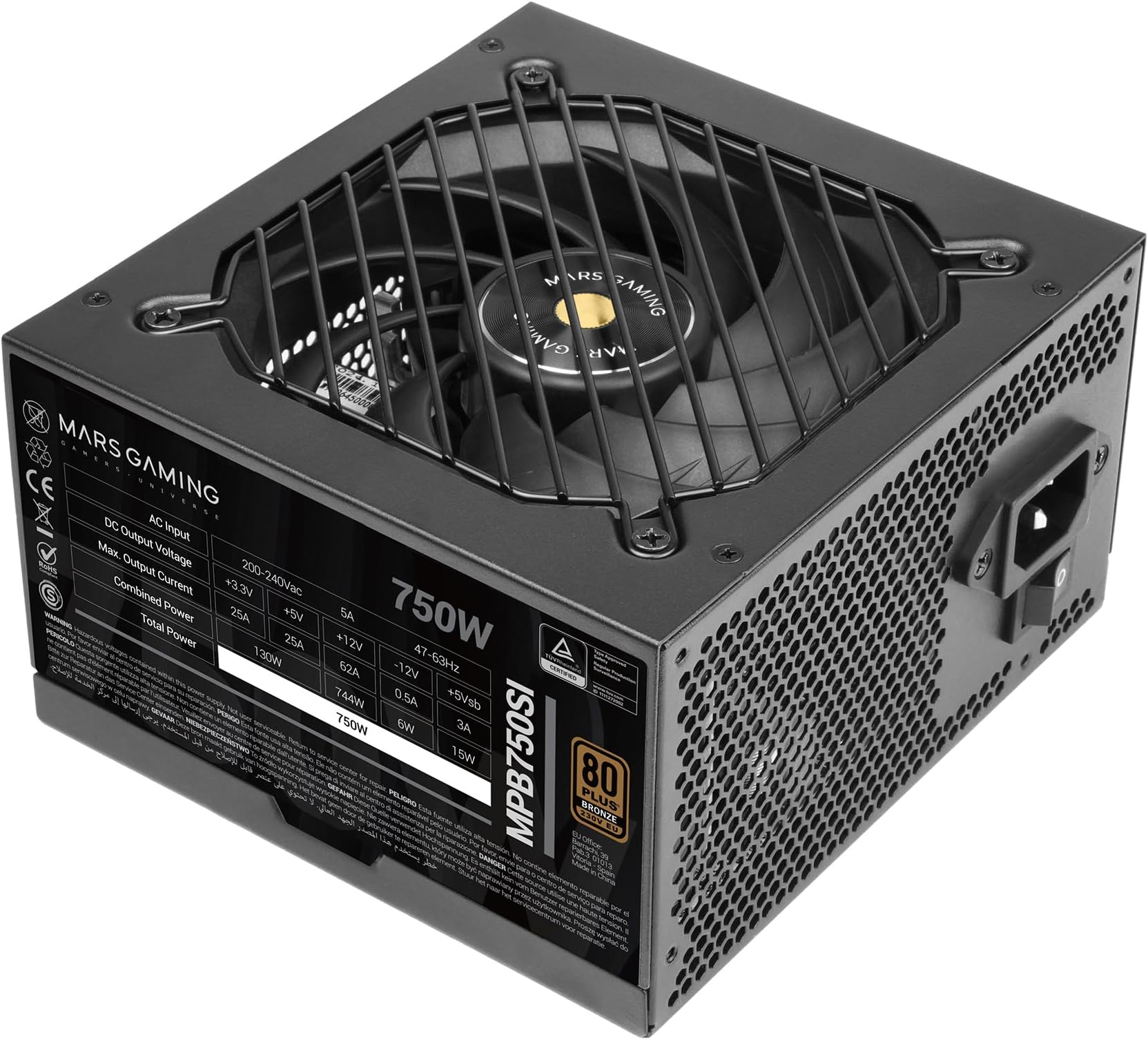 Mars Gaming MPB750S – ARGB Gaming-Netzteil 750W Mit 6 Jahren Garantie & 80 Plus Bronze