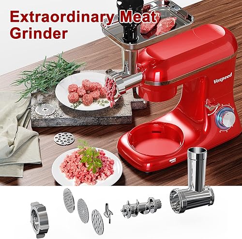 Miniatura 4 de Vospeed Batidora de pie 5 en 1 mezcladora eléctrica multifuncional de 850 W con cuenco de acero inoxidable de 75 cuartos de galón tarro de vidrio de