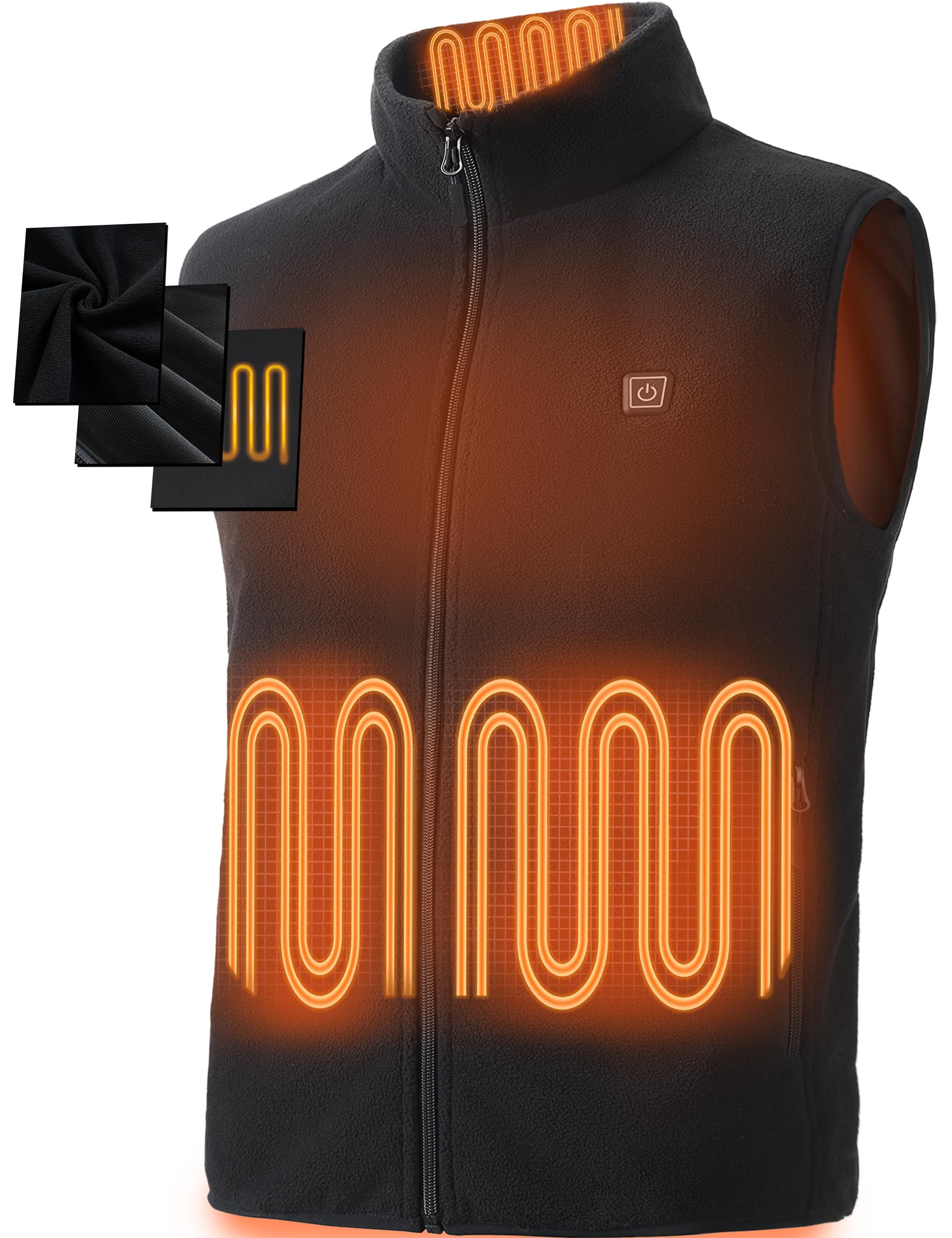 Beheizbare Weste (Mit Powerbank), Polarfleece Heizweste Herren Damen, Weiche und Warme Beheizbare jacke, Beheizte Weste mit 3 Heizstufen