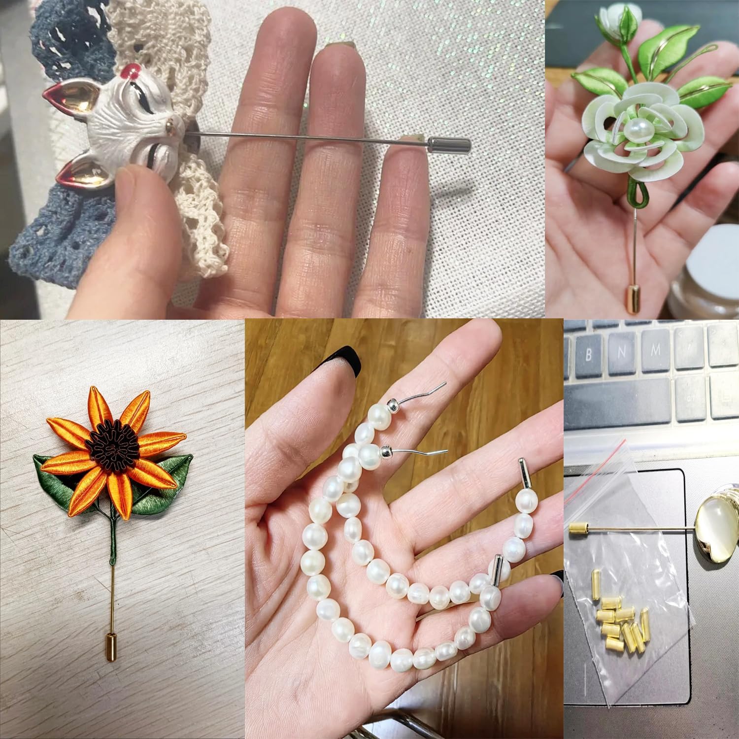 60 Pack Lapel Pin Stopper Ends Replacement Wedding Boutonniere Pin Ball Ends Stoppers Backing Safety Cap for Brooch Pin Stick Steel Brooch Pins Needle Wedding Corsage Pin Hat Jewelry Making