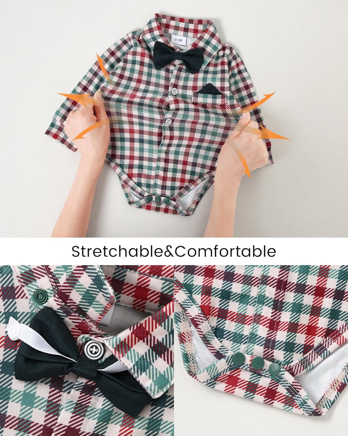 SANMIO Baby Boy Clothes Suit 0-24M Boys Baptism Easter Outfits Baby Shirt+Bow Tie+Pants+Suspenders 4Pcs Christmas Wedding Set - Image 5