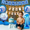 Party Propz 1St Birthday Decoration Items - 8 Pcs, 12 Months Photo Banner For Birthday (Cardstock) | I Am One Banner For Boys | First Birthday Decorations Boy | Birthday Decorations 1 Year, Blue gallery image