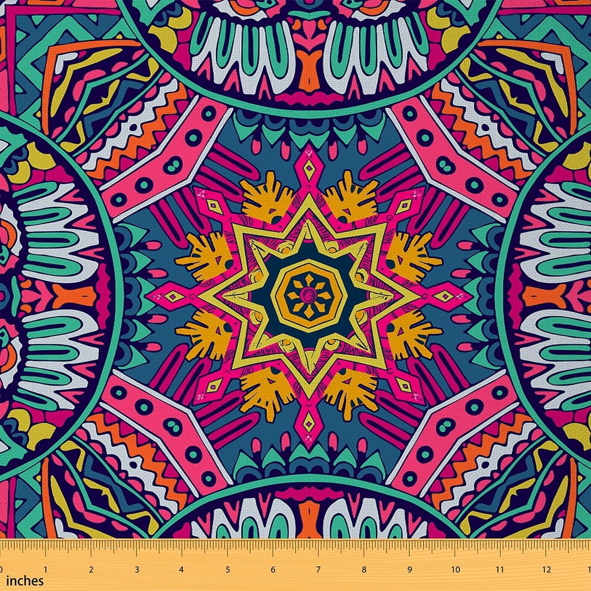 Irregular Geometric Patterns Outdoor Fabric by The Yard,Watercolor Stripes Graffiti Fabric by The Yard for Craft Lover,Exotic Lotus Flower Upholstery Fabric for Quilting Sewing Supplies,10 Yards