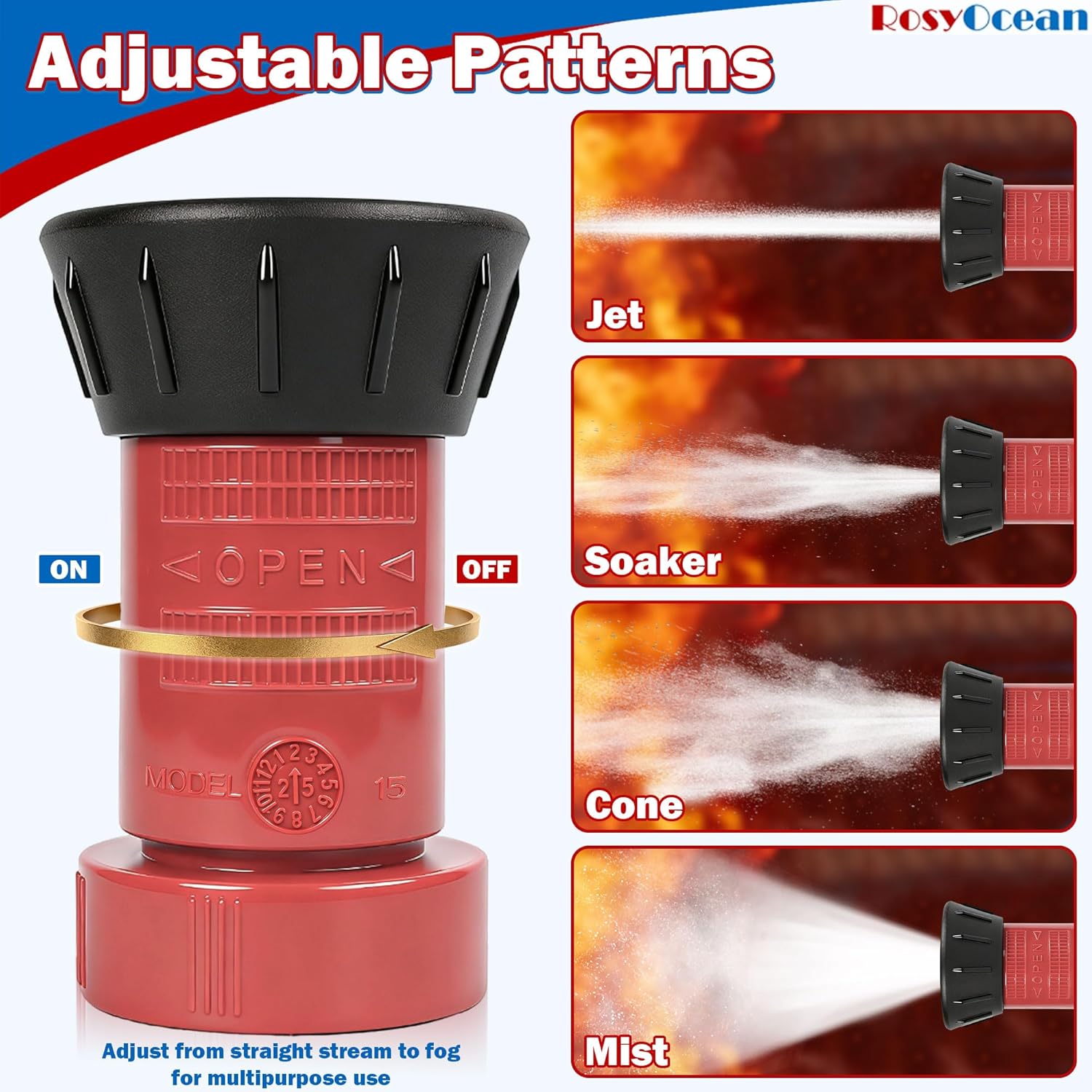 Fire Hose Nozzle 1-1/2 Inch NST/NH Thermoplastic Fire Equipment Industial Heavey Duty Spray Jet Fog Nozzle