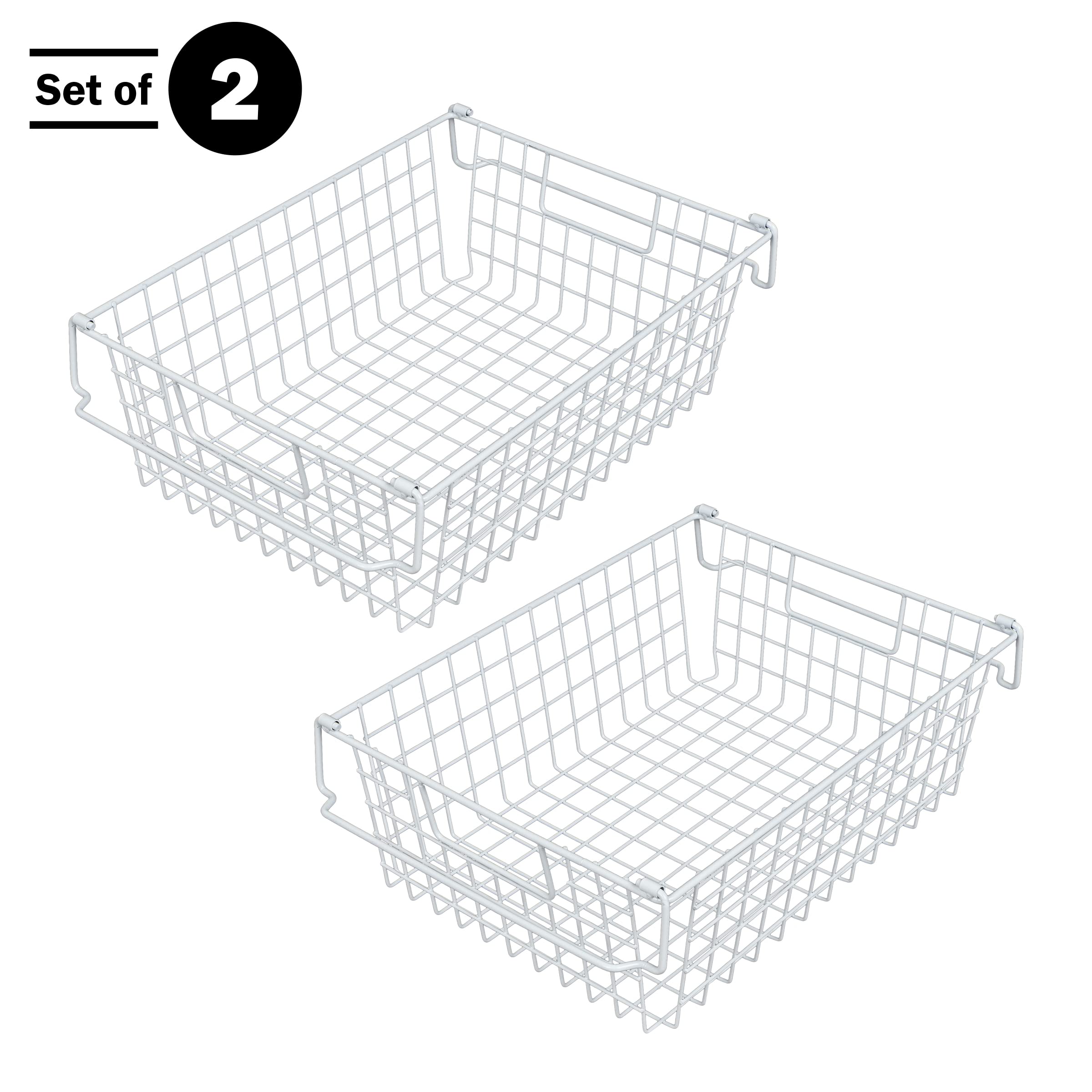 2 Pcs 16x12 Large Stackable Wire Baskets