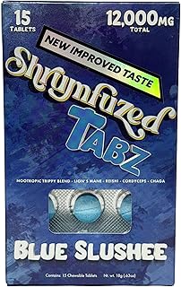 Proprietary Nootropic Chewable Tablets 12,000mg - Now with New Improved Taste! - Lion's Mane, Reishi, Chaga, and Cordycep Nootropic Mushroom Blend (15pk, Blue Slushee)