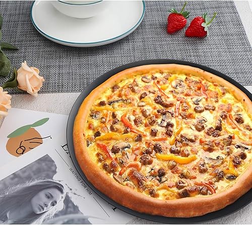 Miniatura 3 de Bandeja para pizza Beasea de 16 pulgadas para horno, redonda, hecha de aleación de aluminio, con orificios, para hornear, utensilios para el hogar