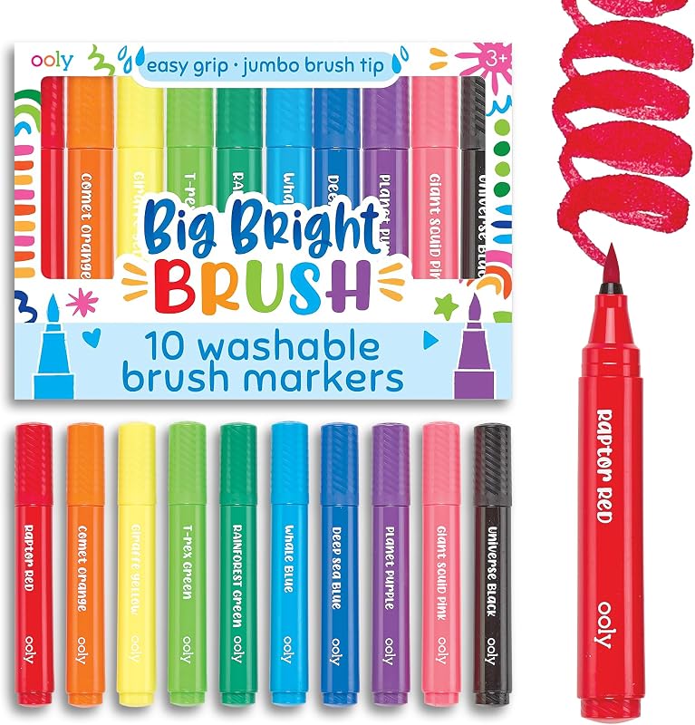 Ooly Big Bright Brush Tip Markers for Toddlers