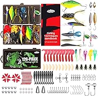 FONMANG Fishing Tackle Box Kit 126pcs: VIBs, Frogs, Minnows, Soft Baits, Hooks & Weights for Bass, Walleye, Trout Lures