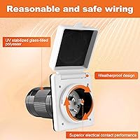 Vista 4 de Enchufe de alimentación Twist Lock para RV de 50 amperios, 125V/250V con 3 pines de acero inoxidable y tornillos, enchufe de alimentación para RV