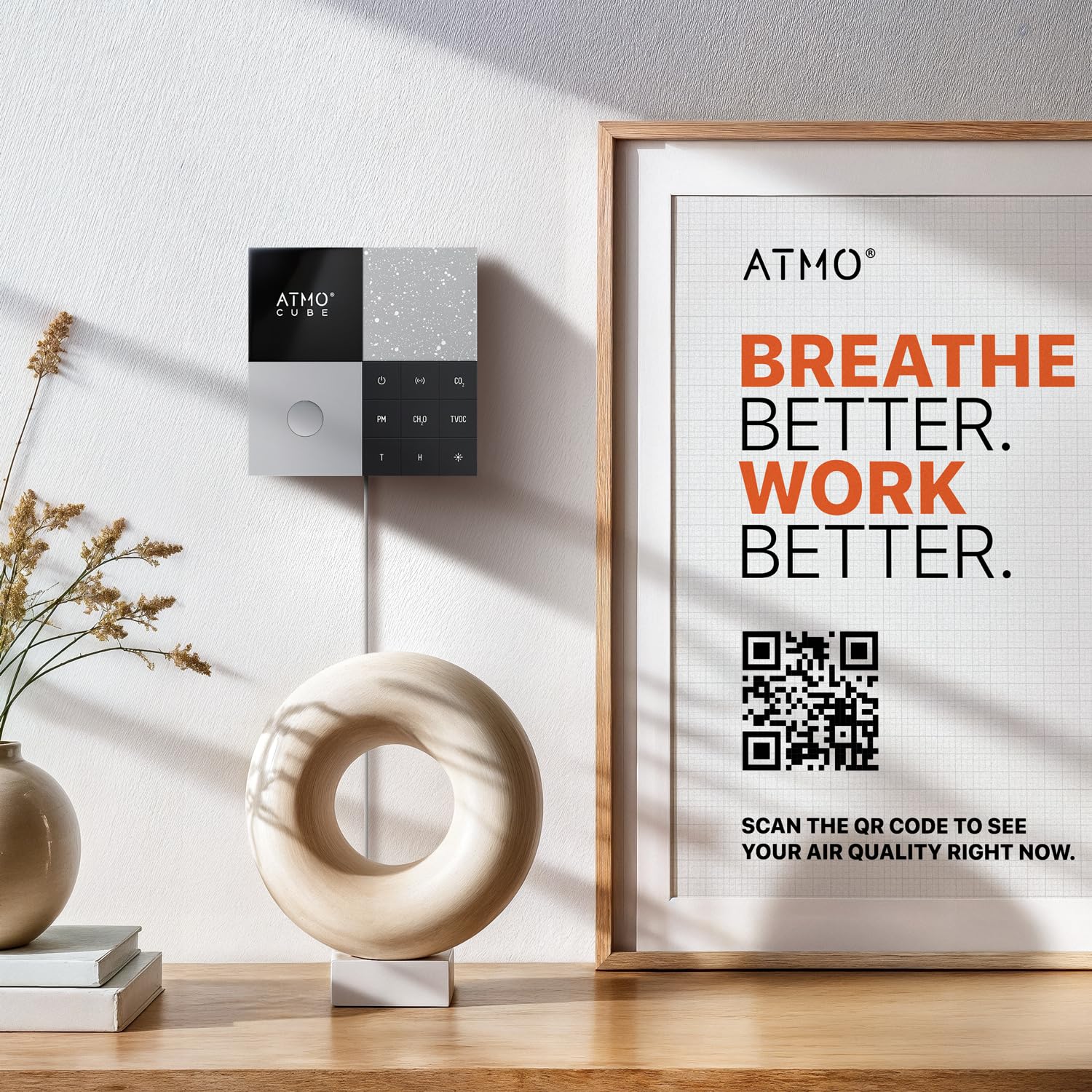 Atmocube Professional 12-in-1 Luftqualitätsmonitor – Messgerät für CO2, Feinstaub (PM2.5), Formaldehyd (CH2O), TVOC & NOx – WLAN, Ethernet & PoE Konnektivität – Echtzeit Cloud Dashboard & App