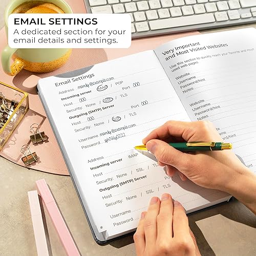 Miniatura 161 de Clever Fox - Libreta de contraseñas con pestañas alfabéticas, organizador de direcciones de Internet, tamaño pequeño de bolsillo, para inicios de