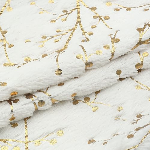 Miniatura 4 de LIGICKY Juego de 2 fundas de almohada de piel sintética blanca esponjosa con ramas doradas con purpurina impresa, fundas de cojín decorativas,