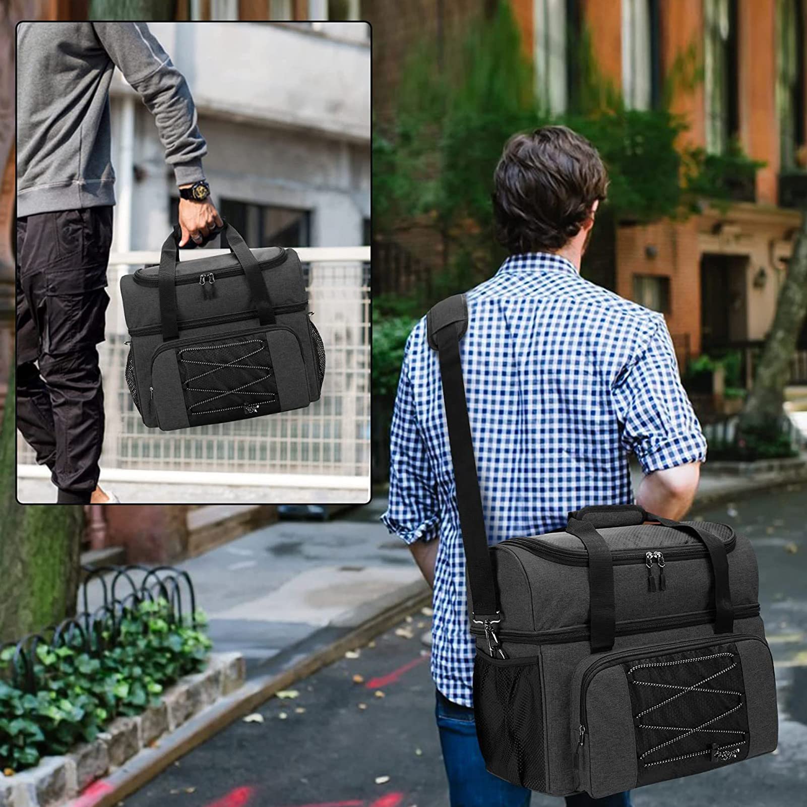 Sac de Bowling KOCAN pour 2 Boules avec Porte-Boule rembourré et Chaussures de Bowling jusqu'à 16 Ans - Noir, 422 x 267 x 343 mm (16.6 x 10.5 x 13.5 inches)