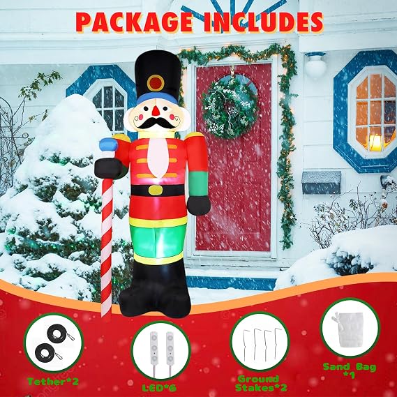 8 FT Christmas Inflatable Nutcracker Soldier Outdoor Decorations