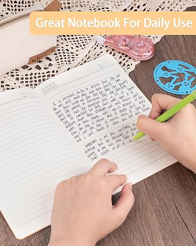 Miniatura 7 de Gwybkq Cuadernos de composición de papel kraft rayados A5 a granel, 40 unidades (5.5 x 8.3) con rayas universitarias con columna vertebral arcoíris,