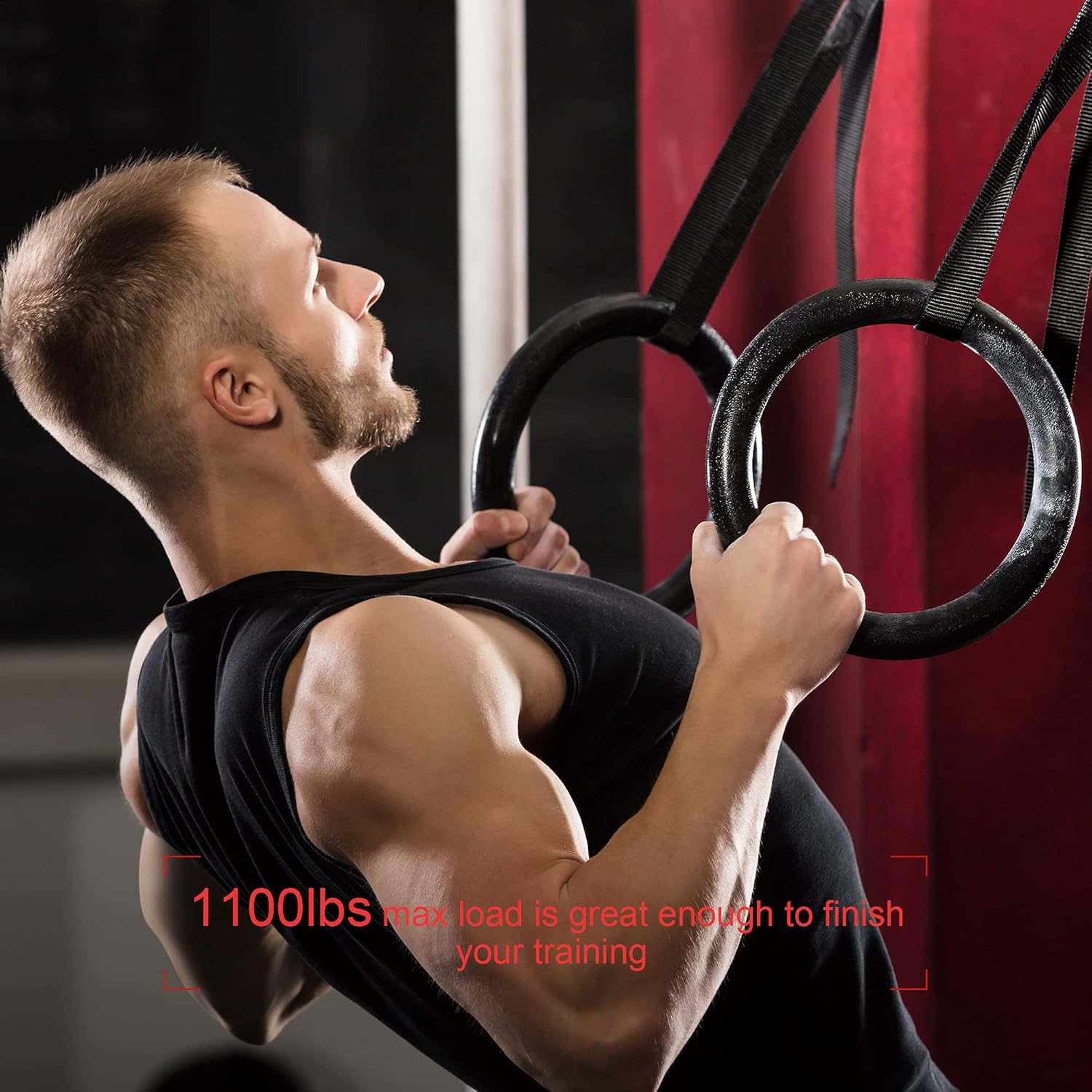 PACEARTH Gymnastic Rings 1100lbs Capacity with 14.76ft Adjustable Buckle Straps Pull Up Exercise Rings Non-Slip Rings for Home Gym Full Body Workout : Sports & Outdoors