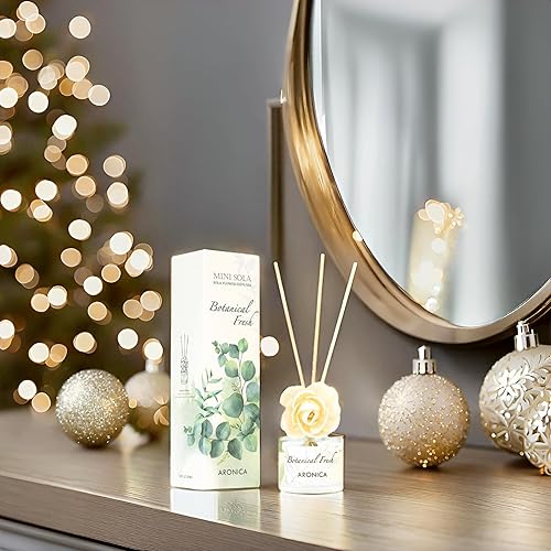 Miniatura 3 de Aronica Mini difusor de 1.4 fl oz BotánicoGranada (difusor decorativo de escritoriooficina) Aceites naturales y diseño de flor de sol Regalo de