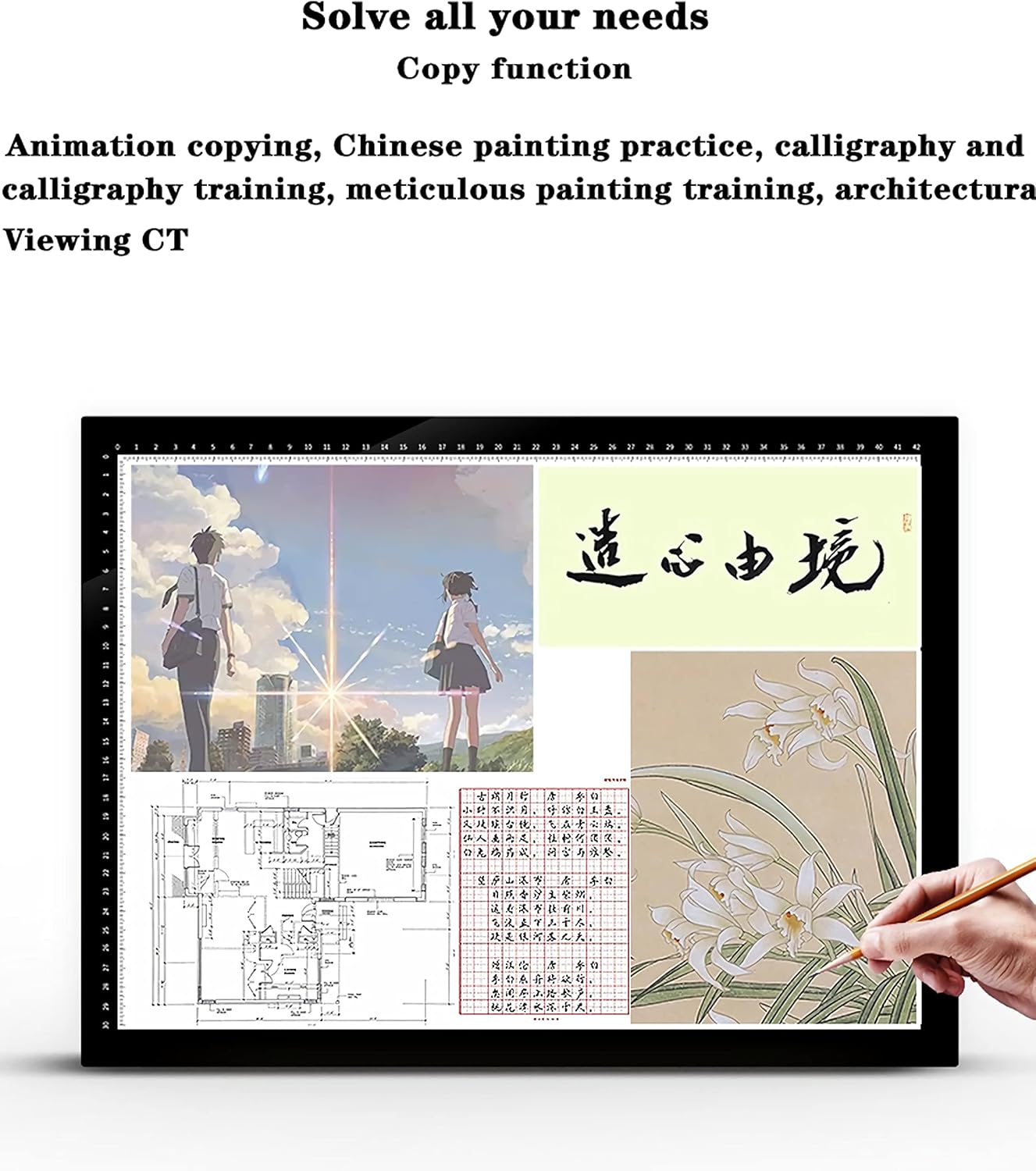 Tracing Light Box Light Board Portable LED Light Pad Tracer Dimmable Copy Board Artcraft Tracing Light with USB Power Cable Dimmable Light Pad for Artists Drawing, Sketching, Animation ,A4 light table