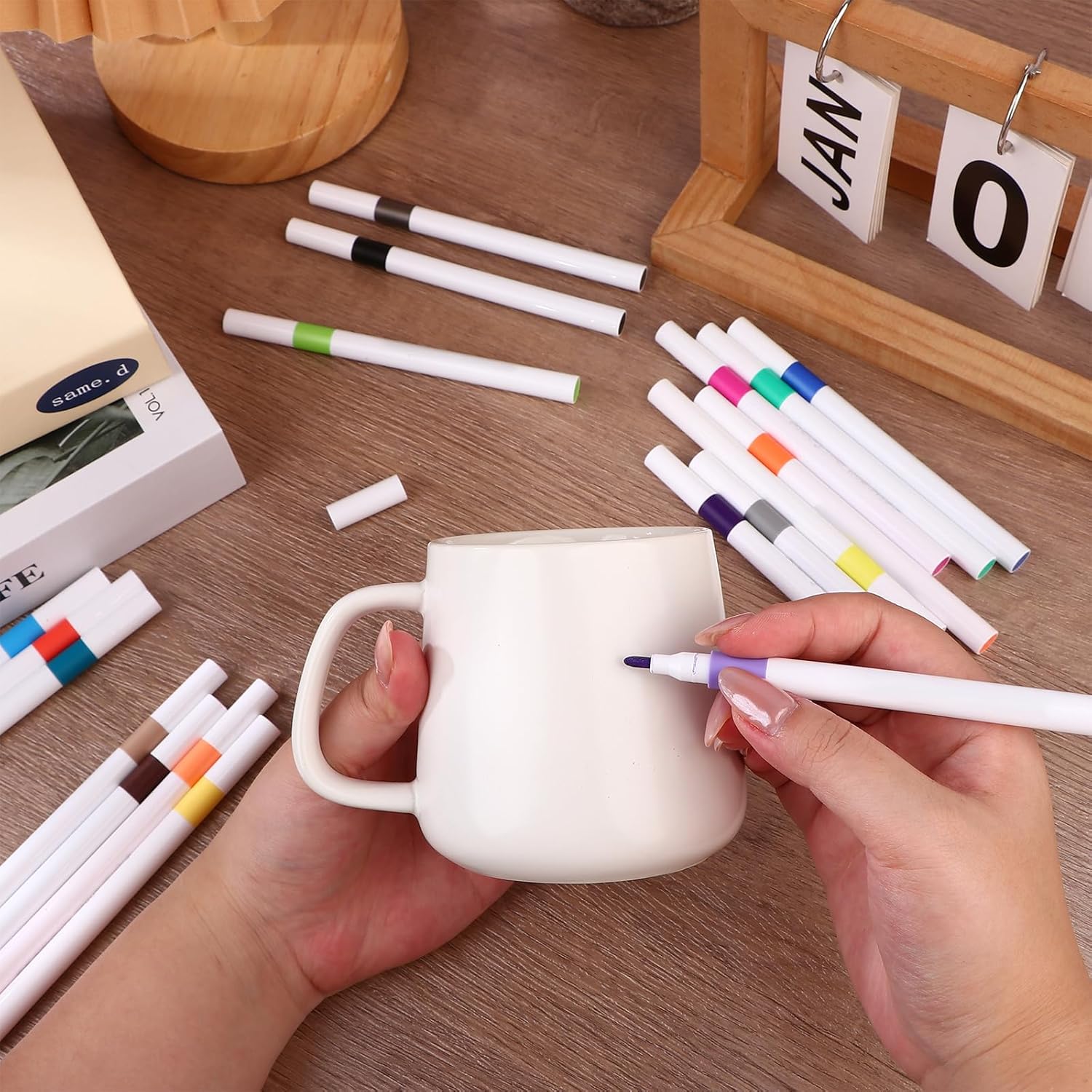 42 Pcs Make Your Own Mug Painted Ceramic Mugs to Paint Kit 12 oz Painted Mug Color Your Own Cups Water Milk Tea Mugs DIY Coffee Cup for Birthday Mothers Fathers Day Graduation Easter Christmas Gift - Image 8