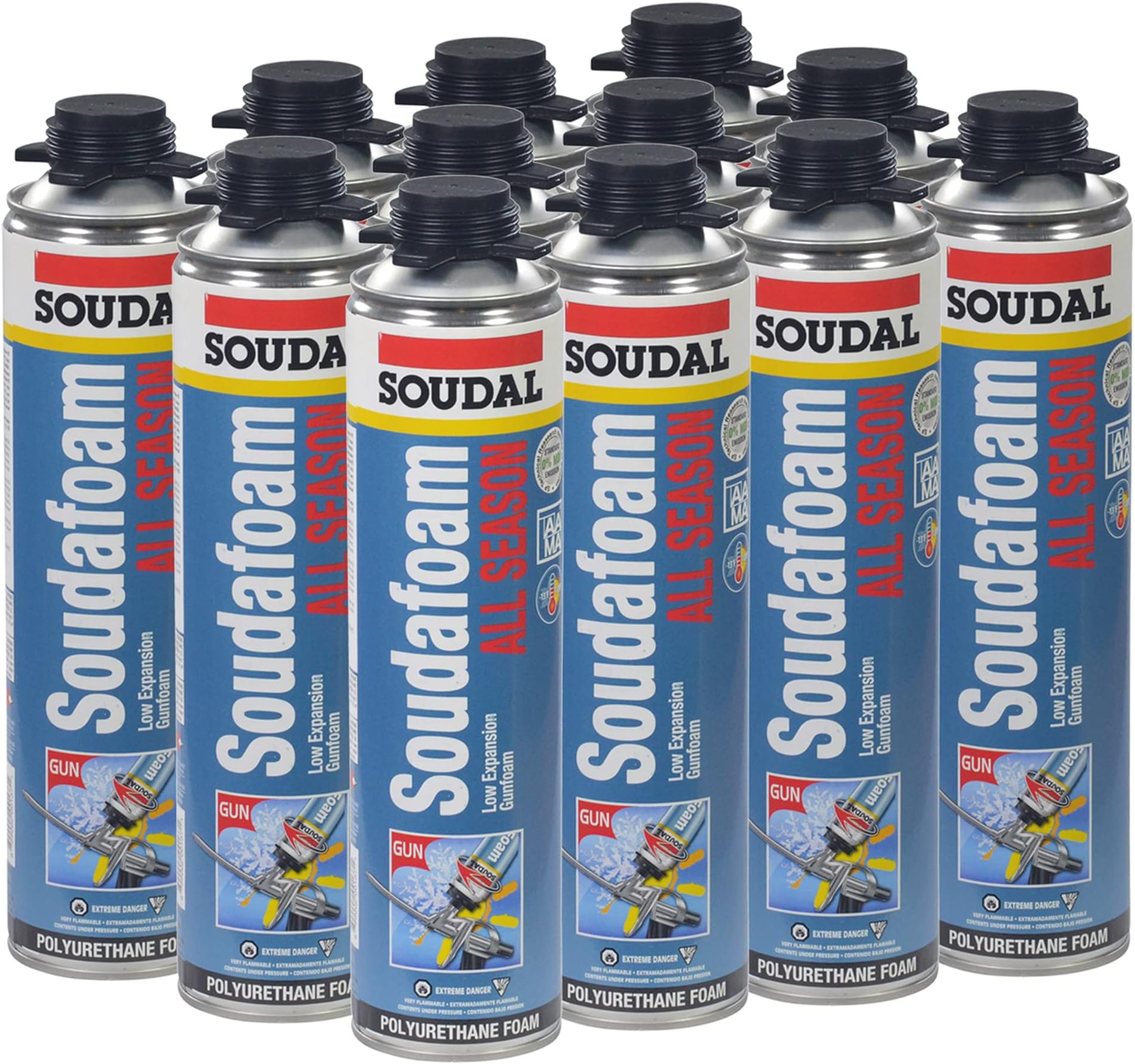 Soudafoam All Season Window and Door Spray Foam, 24oz. One Component, Polyurethane, Expanding Sealant. Case of 12. Insulating Foam Sealant for Windows, Doors, Roofs
