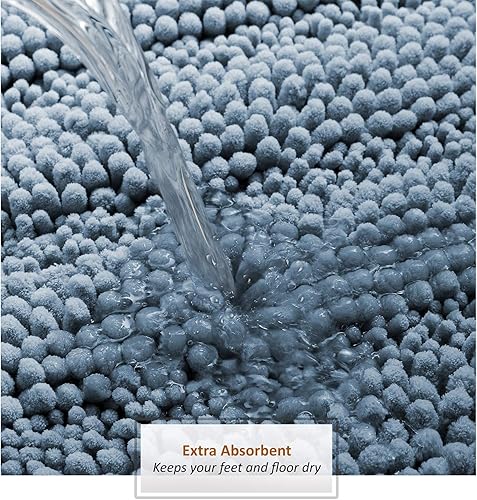 Miniatura 8 de Clara Clark Tapetes para baño de felpilla, tapetes de baño de felpa ultra suave, peludos para baño, lavables a máquina, antideslizantes, juego de 3