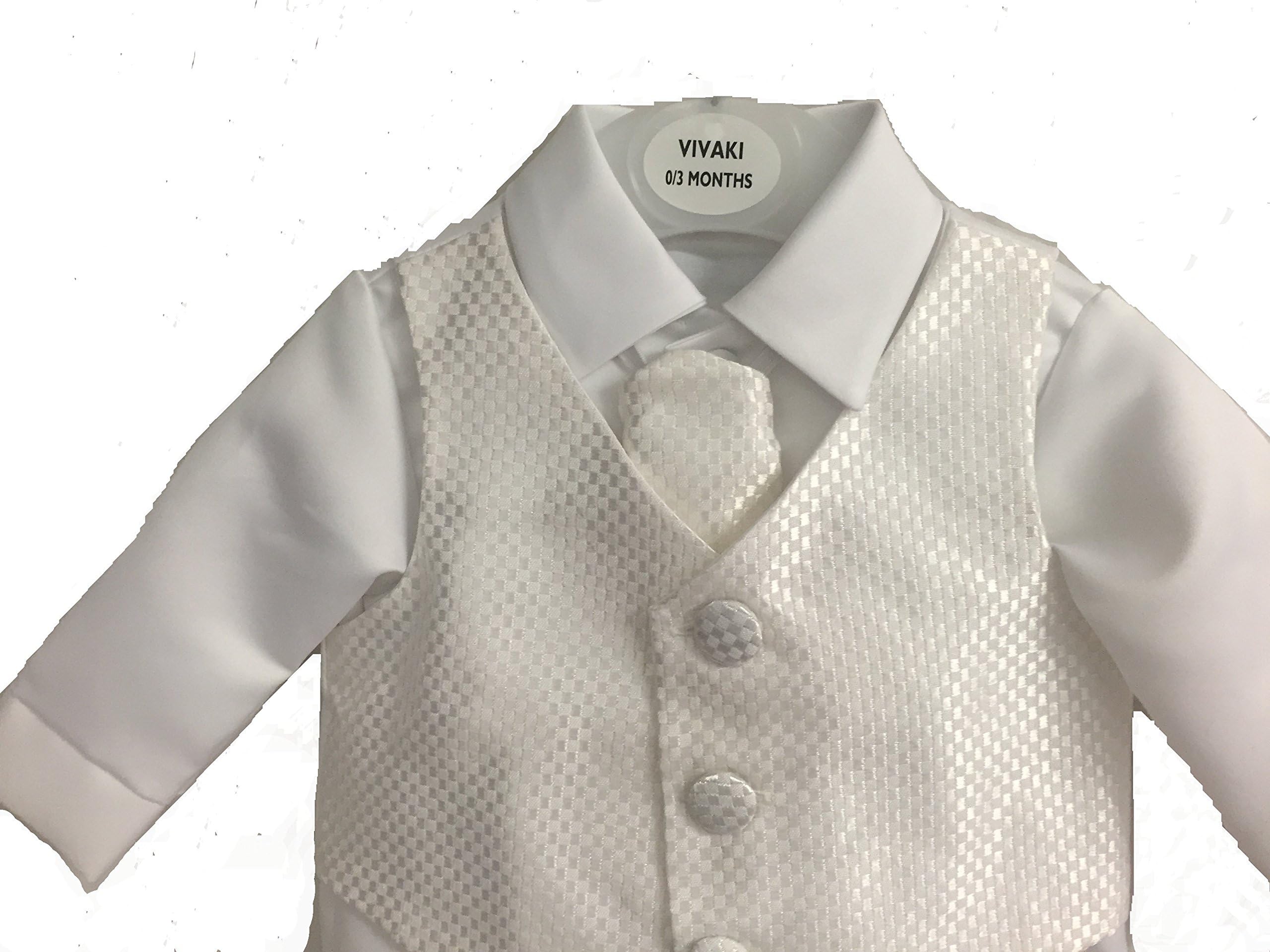 Vivaki Baby Boys Christening Outfit Checked White Size 18-24 Months