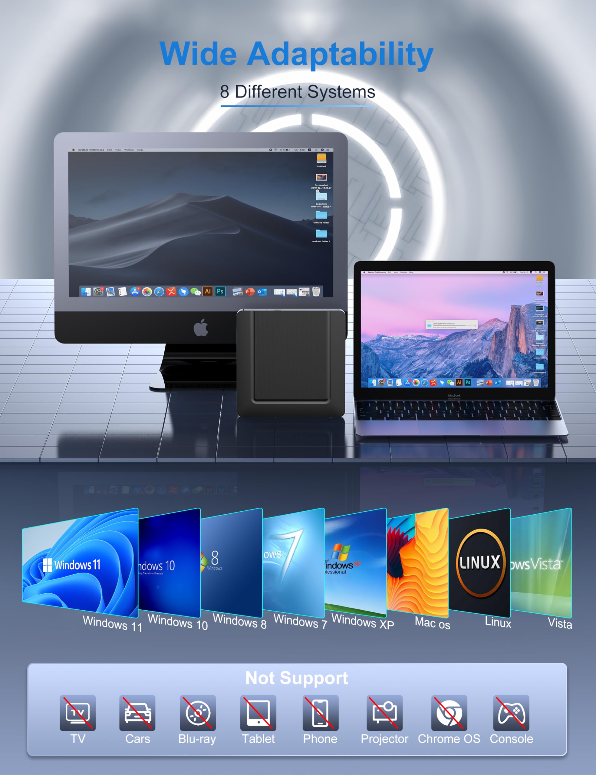 Zewnętrzny napęd CD DVD USB 3.0 USB-C CD DVD +/-RW ROM optyczny do laptopa MacBook Windows 11/10/8