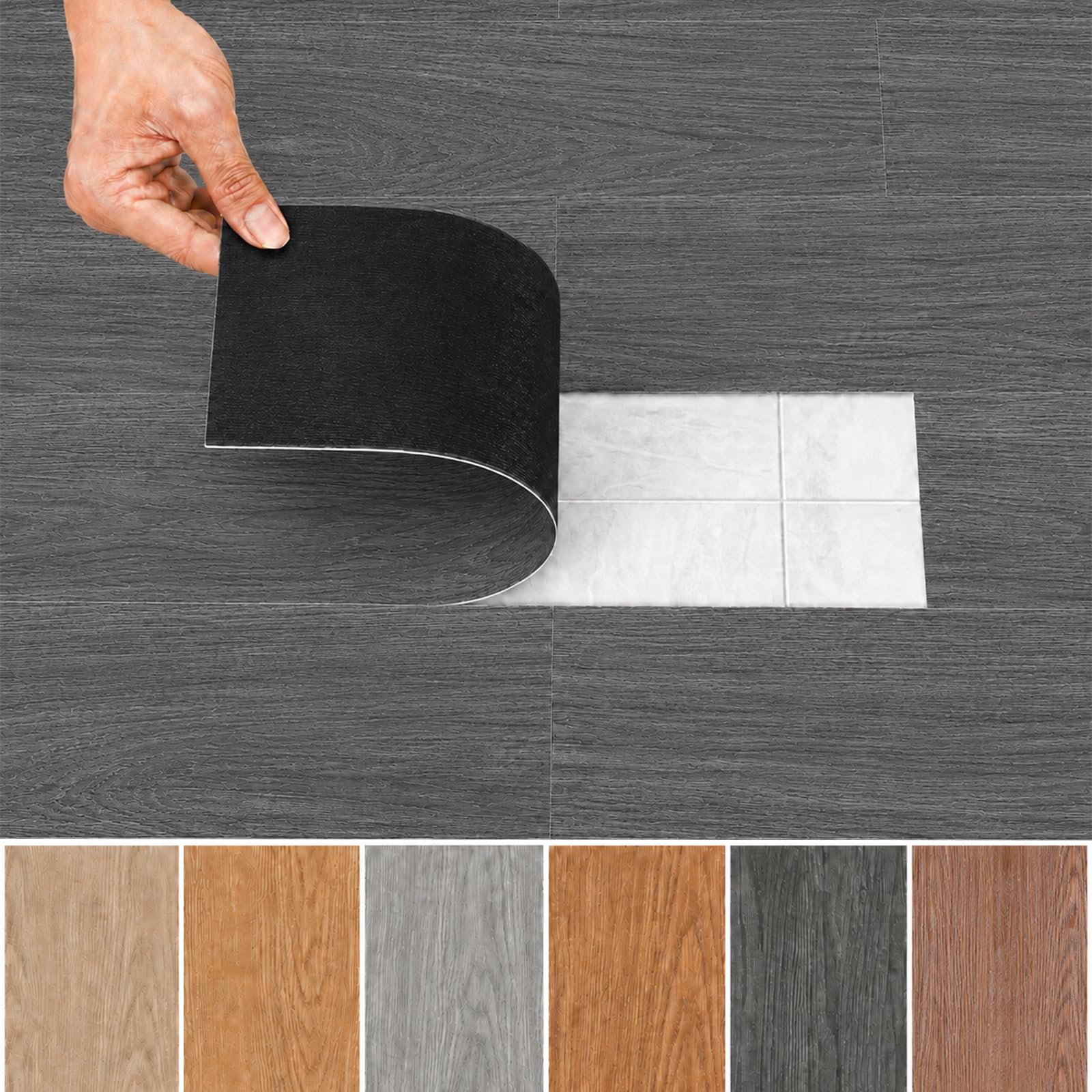 Suelo de vinilo autoadhesivo de 5,02 m², 36 azulejos, 91,4 cm x 15,24 cm (grosor 2 mm), suelo de PVC autoadhesivo, antideslizante, resistente al agua, cortable, aspecto de madera, suelo de